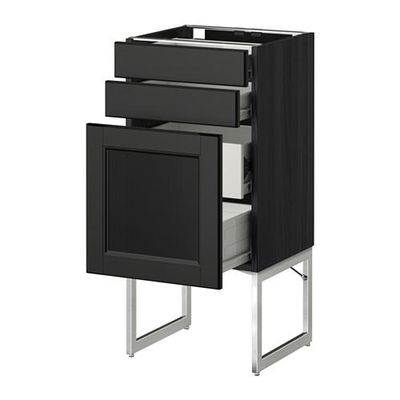 МЕТОД / ФОРВАРА Напольн шкаф 3фронт пнл/2низ/2ср ящ - 40x37x60 см, Лаксарби черно-коричневый, под дерево черный МЕТОД / ФОРВАРА Напольн шкаф 3фронт пнл/2низ/2ср ящ - 40x37x60 см, Лаксарби черно-коричневый, под дерево черный