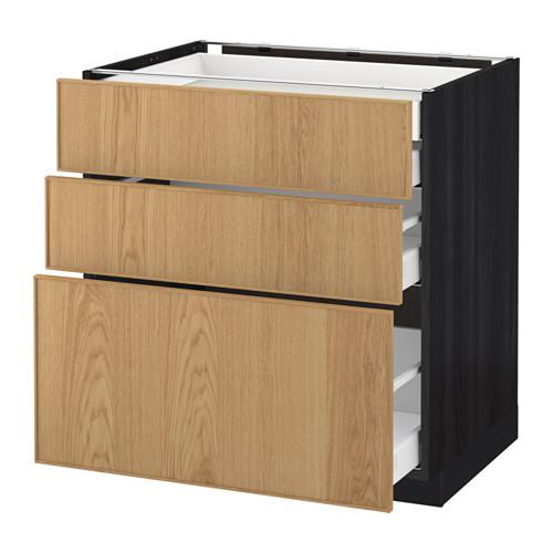 МЕТОД / МАКСИМЕРА Нплн шк 3 фрнт/2нзк/1срд/1вс ящ - под дерево черный, Экестад дуб, 80x60 см