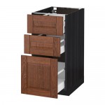 МЕТОД / МАКСИМЕРА Напольный шкаф с 3 ящиками - под дерево черный, Филипстад коричневый, 40x60 см