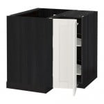 METOD угл напольн шкаф с вращающ секц черный/Сэведаль белый 88x88 см