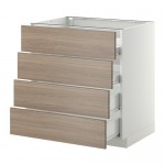 МЕТОД / ФОРВАРА Напольн шкаф 4 фронт панели/4 ящика - белый, Брокхульт под грецкий орех светло-серый, 80x60 см МЕТОД / ФОРВАРА Напольн шкаф 4 фронт панели/4 ящика - белый, Брокхульт под грецкий орех светло-серый, 80x60 см