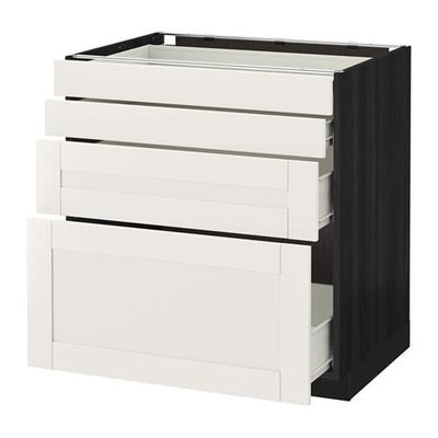 МЕТОД / ФОРВАРА Напольн шкаф 4 фронт панели/4 ящика - 80x60 см, Сэведаль белый, под дерево черный МЕТОД / ФОРВАРА Напольн шкаф 4 фронт панели/4 ящика - 80x60 см, Сэведаль белый, под дерево черный