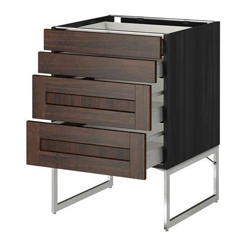 МЕТОД / МАКСИМЕРА Нплн шк 4 фронт/2 низк/2средн ящ - под дерево черный, Эдсерум под дерево коричневый, 60x60x60 см