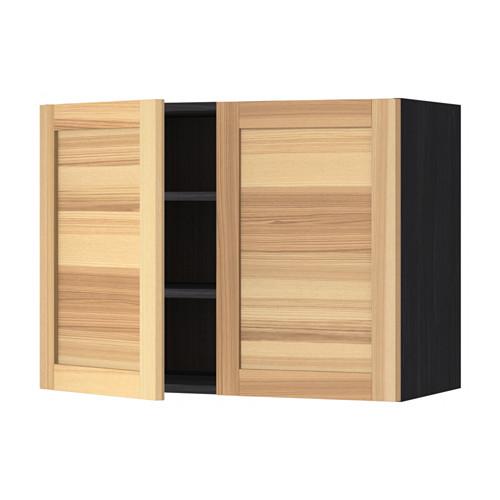 МЕТОД Навесной шкаф с полками/2дверцы - под дерево черный, Торхэмн естественный ясень, 80x60 см МЕТОД Навесной шкаф с полками/2дверцы - под дерево черный, Торхэмн естественный ясень, 80x60 см