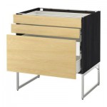 МЕТОД / ФОРВАРА Напольн шкаф 3фронт пнл/2низ/2ср ящ - 80x60x60 см, Тингсрид под березу, под дерево черный МЕТОД / ФОРВАРА Напольн шкаф 3фронт пнл/2низ/2ср ящ - 80x60x60 см, Тингсрид под березу, под дерево черный