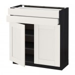 МЕТОД / МАКСИМЕРА Напольный шкаф/2дверцы/2ящика - под дерево черный, Сэведаль белый, 80x37 см МЕТОД / МАКСИМЕРА Напольный шкаф/2дверцы/2ящика - под дерево черный, Сэведаль белый, 80x37 см