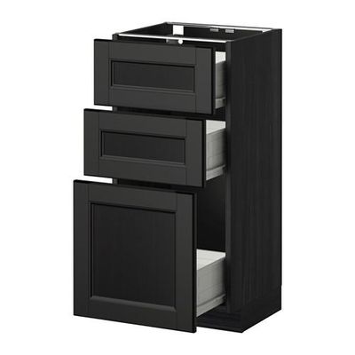 МЕТОД / ФОРВАРА Напольный шкаф с 3 ящиками - 40x37 см, Лаксарби черно-коричневый, под дерево черный МЕТОД / ФОРВАРА Напольный шкаф с 3 ящиками - 40x37 см, Лаксарби черно-коричневый, под дерево черный