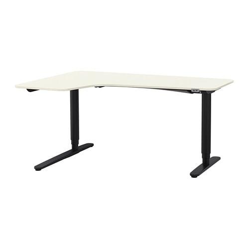 БЕКАНТ Углов письм стол лев/трансф - белый/черный БЕКАНТ Углов письм стол лев/трансф - белый/черный