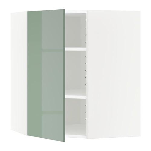МЕТОД Угловой навесной шкаф с полками - белый, Калларп глянцевый светло-зеленый, 68x80 см МЕТОД Угловой навесной шкаф с полками - белый, Калларп глянцевый светло-зеленый, 68x80 см