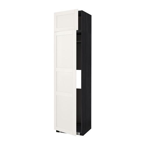 МЕТОД Выс шкаф д/холодильн или морозильн - под дерево черный, Сэведаль белый, 60x60x240 см