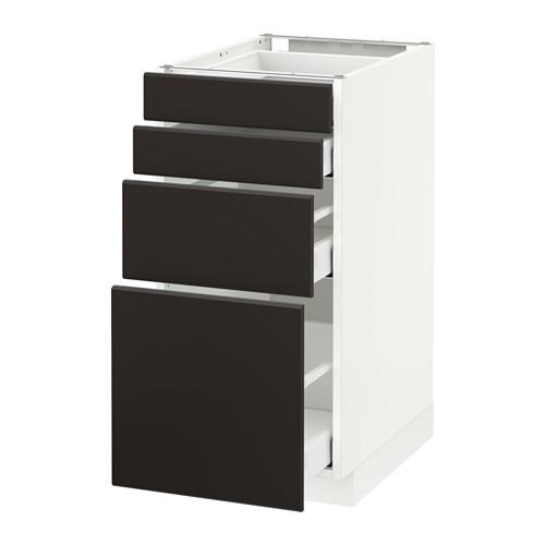 МЕТОД / МАКСИМЕРА Напольн шкаф 4 фронт панели/4 ящика - белый, Кунгсбакка антрацит, 40x60 см МЕТОД / МАКСИМЕРА Напольн шкаф 4 фронт панели/4 ящика - белый, Кунгсбакка антрацит, 40x60 см