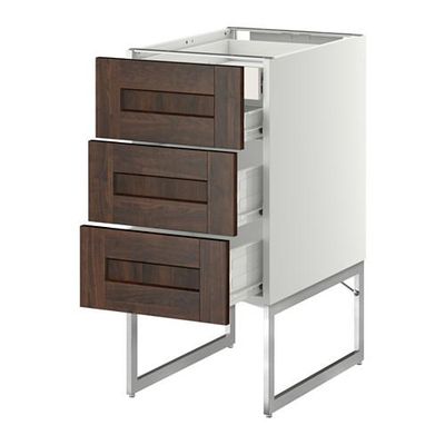 МЕТОД / ФОРВАРА Напольн шкаф 3фронт пнл/2низ/2ср ящ - 40x60x60 см, Эдсерум под дерево коричневый, белый МЕТОД / ФОРВАРА Напольн шкаф 3фронт пнл/2низ/2ср ящ - 40x60x60 см, Эдсерум под дерево коричневый, белый