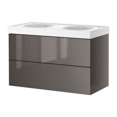 ГОДМОРГОН/ВИТВИКЕН Шкаф для раковины с 2 ящ - серый, 100x48x66 см