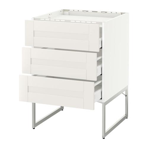 МЕТОД / МАКСИМЕРА Напольн шкаф/3фронт пнл/3ящика - белый, Сэведаль белый, 60x60x60 см