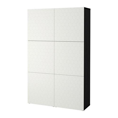 БЕСТО Комбинация для хранения с дверцами - черно-коричневый/вассвикен белый БЕСТО Комбинация для хранения с дверцами - черно-коричневый/вассвикен белый