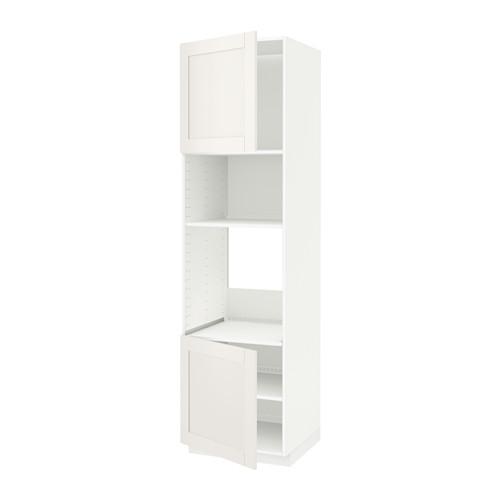 МЕТОД Выс шкаф д/духовки/СВЧ/2 дв/полки - белый, Сэведаль белый, 60x60x220 см