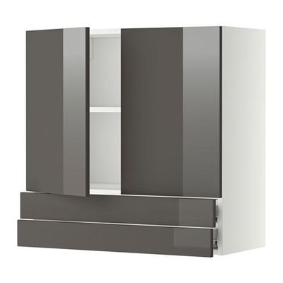 МЕТОД / ФОРВАРА Навесной шкаф/2дверцы/2ящика - 80x80 см, Рингульт глянцевый серый, белый МЕТОД / ФОРВАРА Навесной шкаф/2дверцы/2ящика - 80x80 см, Рингульт глянцевый серый, белый
