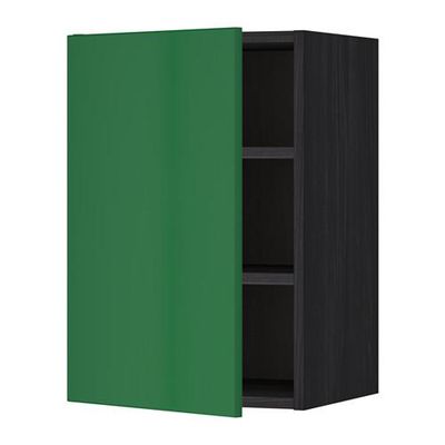 МЕТОД Шкаф навесной с полкой - 40x60 см, Флэди зеленый, под дерево черный