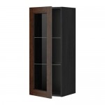 МЕТОД Навесной шкаф с полками/стекл дв - под дерево черный, Эдсерум под дерево коричневый, 40x100 см