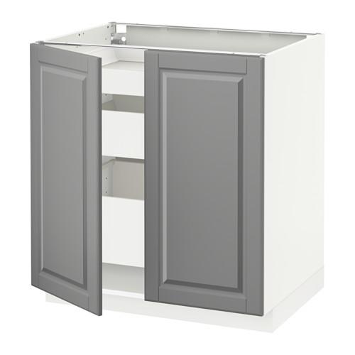 МЕТОД / МАКСИМЕРА Напольный шкаф с 2дверцами/3ящиками - белый, Будбин серый