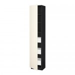 МЕТОД / МАКСИМЕРА Высокий шкаф с ящиками - под дерево черный, Хитарп белый с оттенком, 40x37x200 см