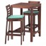 ЭПЛАРО Барный стол и 2 барных стула - Эпларо коричневая морилка/Нэстон зеленый