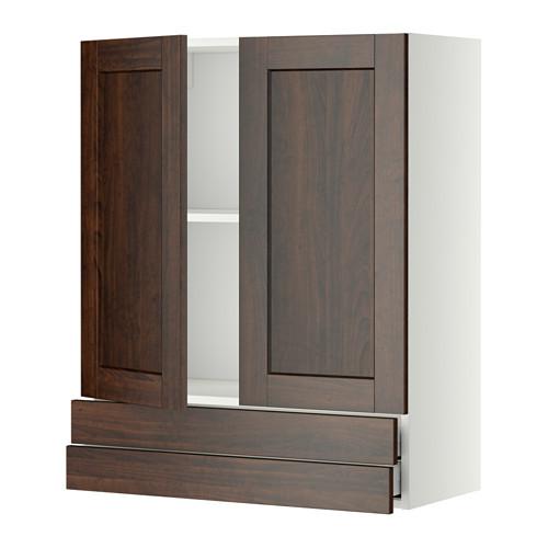 МЕТОД / МАКСИМЕРА Навесной шкаф/2дверцы/2ящика - белый, Эдсерум под дерево коричневый, 80x100 см МЕТОД / МАКСИМЕРА Навесной шкаф/2дверцы/2ящика - белый, Эдсерум под дерево коричневый, 80x100 см