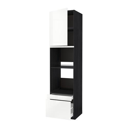 МЕТОД / МАКСИМЕРА Выс шкаф д/дхвк/комб дхвк+двр/2ящ - под дерево черный, Рингульт глянцевый белый, 60x60x240 см МЕТОД / МАКСИМЕРА Выс шкаф д/дхвк/комб дхвк+двр/2ящ - под дерево черный, Рингульт глянцевый белый, 60x60x240 см