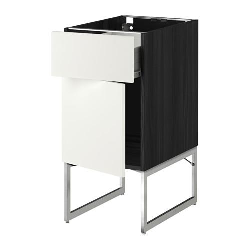 МЕТОД / ФОРВАРА Напольный шкаф с ящиком/дверью - 40x60x60 см, Хэггеби белый, под дерево черный
