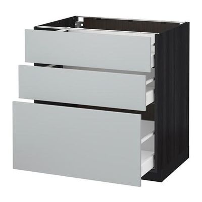 МЕТОД / МАКСИМЕРА Напольный шкаф с 3 ящиками - 80x60 см, Веддинге серый, под дерево черный МЕТОД / МАКСИМЕРА Напольный шкаф с 3 ящиками - 80x60 см, Веддинге серый, под дерево черный