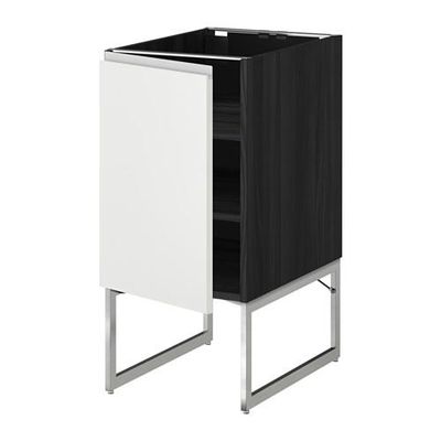 МЕТОД Напольный шкаф с полками - 40x60x60 см, Нодста белый/алюминий, под дерево черный