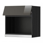 МЕТОД Навесной шкаф для СВЧ-печи - 60x60 см, Рингульт глянцевый серый, под дерево черный