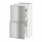МЕТОД / МАКСИМЕРА Напольный шкаф/2фасада/3ящика - белый, Гревста нержавеющ сталь, 40x37 см МЕТОД / МАКСИМЕРА Напольный шкаф/2фасада/3ящика - белый, Гревста нержавеющ сталь, 40x37 см