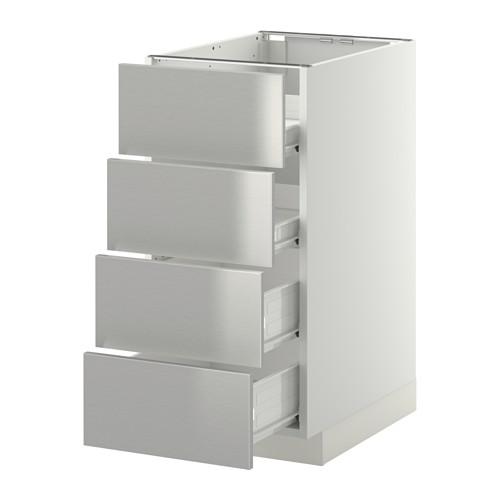 МЕТОД / ФОРВАРА Напольн шкаф 4 фронт панели/4 ящика - белый, Гревста нержавеющ сталь, 40x60 см МЕТОД / ФОРВАРА Напольн шкаф 4 фронт панели/4 ящика - белый, Гревста нержавеющ сталь, 40x60 см