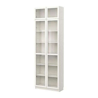 Billy Bookcase With Glass Door White, Billy Bookcase With Doors White