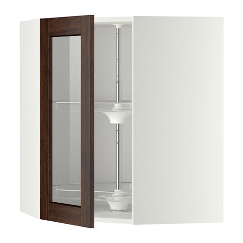 МЕТОД Углов навесн шк с врщ скц/сткл дв - белый, Эдсерум под дерево коричневый, 68x80 см МЕТОД Углов навесн шк с врщ скц/сткл дв - белый, Эдсерум под дерево коричневый, 68x80 см