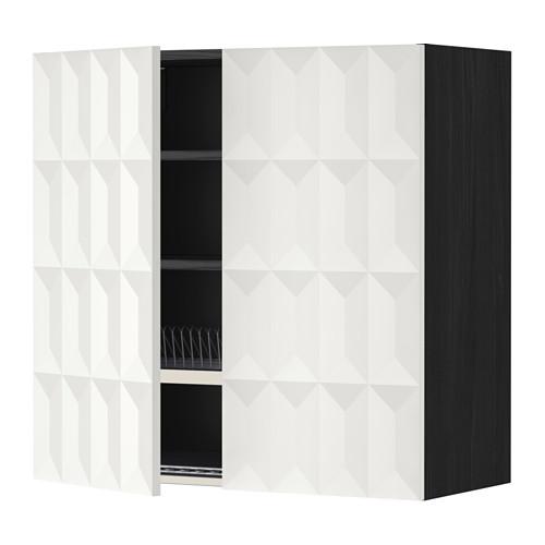 МЕТОД Навесной шкаф с посуд суш/2 дврц - под дерево черный, Гэррестад белый, 80x80 см МЕТОД Навесной шкаф с посуд суш/2 дврц - под дерево черный, Гэррестад белый, 80x80 см