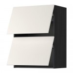 METOD навесной шкаф/2 дверцы, горизонтал черный/Веддинге белый 60x80 см