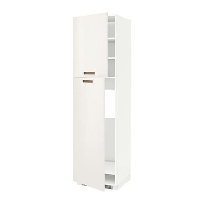 МЕТОД Высокий шкаф д/холодильника/2дверцы - 60x60x220 см, Мэрста белый, белый