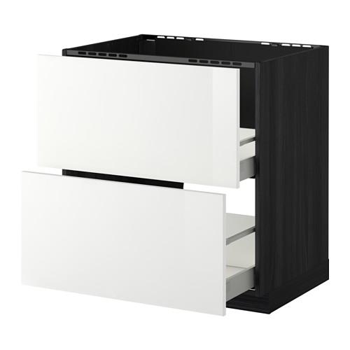 МЕТОД / МАКСИМЕРА Напольн шк п-мойку+2фрнт пнл/2 ящ - под дерево черный, Рингульт глянцевый белый, 80x60 см МЕТОД / МАКСИМЕРА Напольн шк п-мойку+2фрнт пнл/2 ящ - под дерево черный, Рингульт глянцевый белый, 80x60 см