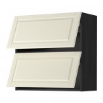 METOD навесной шкаф/2 дверцы, горизонтал черный/Будбин белый с оттенком 80x80 см
