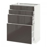 МЕТОД / МАКСИМЕРА Напольн шкаф 4 фронт панели/4 ящика - 60x37 см, Рингульт глянцевый серый, белый МЕТОД / МАКСИМЕРА Напольн шкаф 4 фронт панели/4 ящика - 60x37 см, Рингульт глянцевый серый, белый