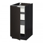 МЕТОД / МАКСИМЕРА Напольный шкаф с 1двр/3ящ - под дерево черный, Кунгсбакка антрацит, 40x60 см МЕТОД / МАКСИМЕРА Напольный шкаф с 1двр/3ящ - под дерево черный, Кунгсбакка антрацит, 40x60 см