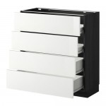 МЕТОД / ФОРВАРА Напольн шкаф 4 фронт панели/4 ящика - под дерево черный, Рингульт глянцевый белый, 80x37 см МЕТОД / ФОРВАРА Напольн шкаф 4 фронт панели/4 ящика - под дерево черный, Рингульт глянцевый белый, 80x37 см