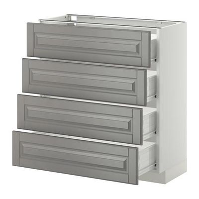 МЕТОД / ФОРВАРА Напольн шкаф 4 фронт панели/4 ящика - 80x37 см, Будбин серый, белый МЕТОД / ФОРВАРА Напольн шкаф 4 фронт панели/4 ящика - 80x37 см, Будбин серый, белый