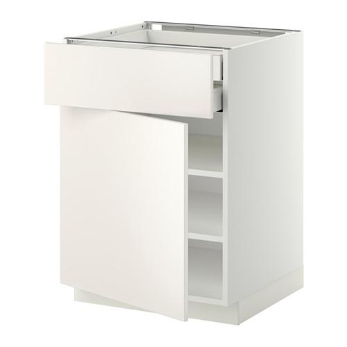 МЕТОД / МАКСИМЕРА Напольн шкаф двр/фр пнл/плк/2низ ящ - белый, Веддинге белый, 60x60 см