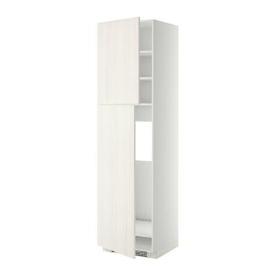 МЕТОД Высокий шкаф д/холодильника/2дверцы - 60x60x220 см, Росдаль белый ясень, белый