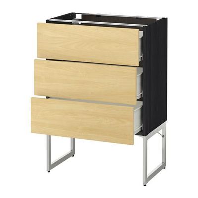 МЕТОД / ФОРВАРА Нплн шк 3 фрнт/3 средн ящика - 60x37x60 см, Тингсрид под березу, под дерево черный МЕТОД / ФОРВАРА Нплн шк 3 фрнт/3 средн ящика - 60x37x60 см, Тингсрид под березу, под дерево черный