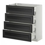 МЕТОД / МАКСИМЕРА Напольн шкаф 4 фронт панели/4 ящика - 80x37 см, Лаксарби черно-коричневый, белый МЕТОД / МАКСИМЕРА Напольн шкаф 4 фронт панели/4 ящика - 80x37 см, Лаксарби черно-коричневый, белый
