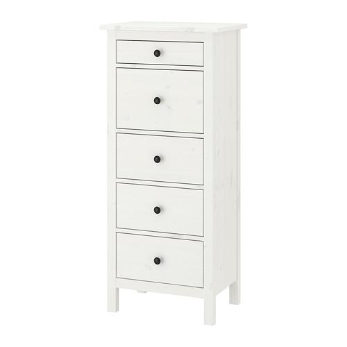 knelpunt Ambient cilinder HEMNES chest of drawers with 5 drawers white stain 58x40x131 cm  (202.471.90) - reviews, price, where to buy